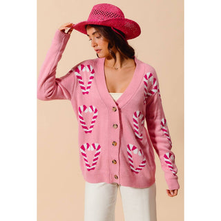 Christmas Candy Cane Cardigan ￼