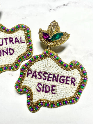 Mardi Gras Parade Passenger and Neutral Ground Bead Earrings