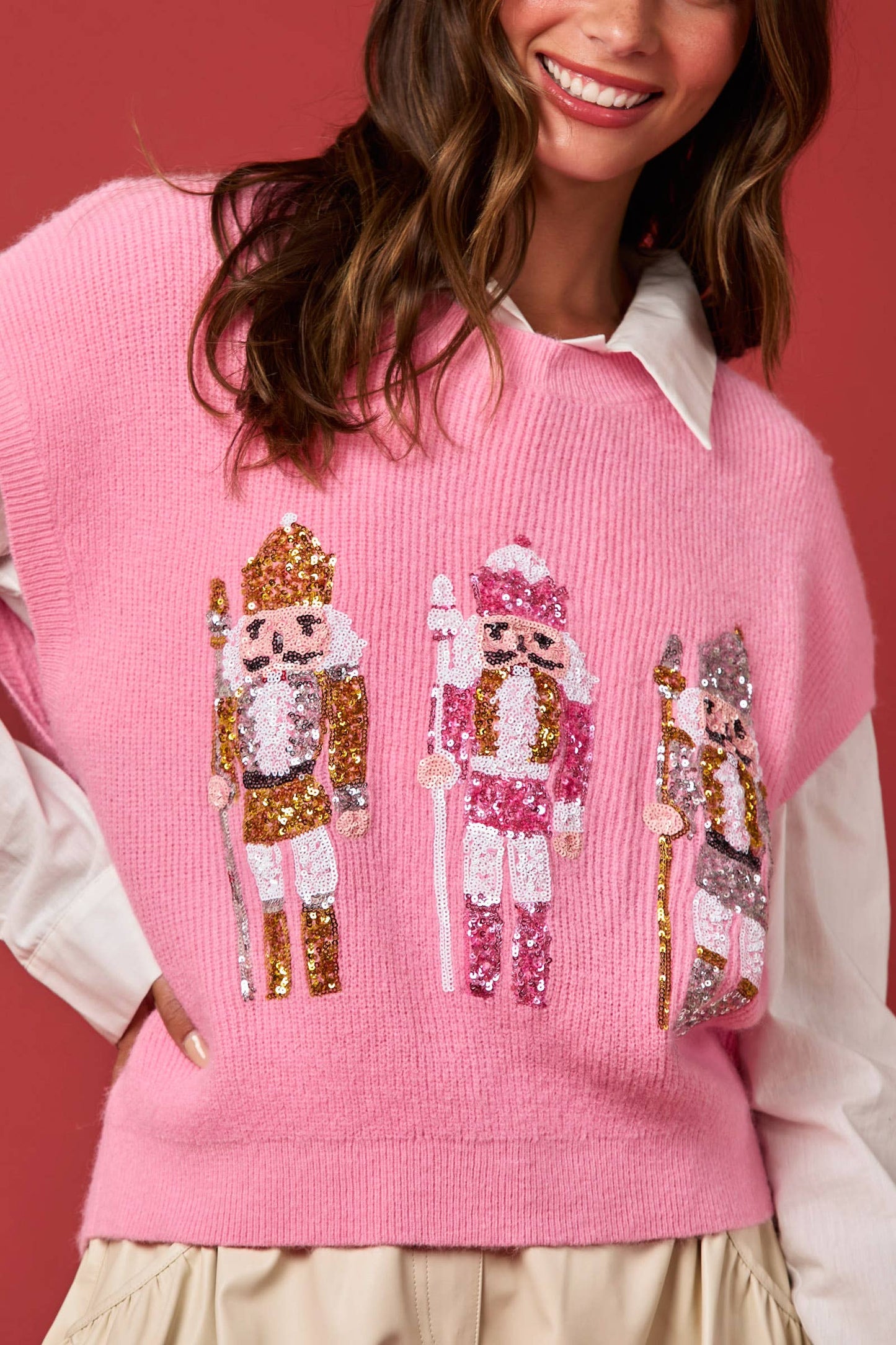 Sequin Nutcracker Sweater Vest