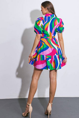 Printed woven mini dress 