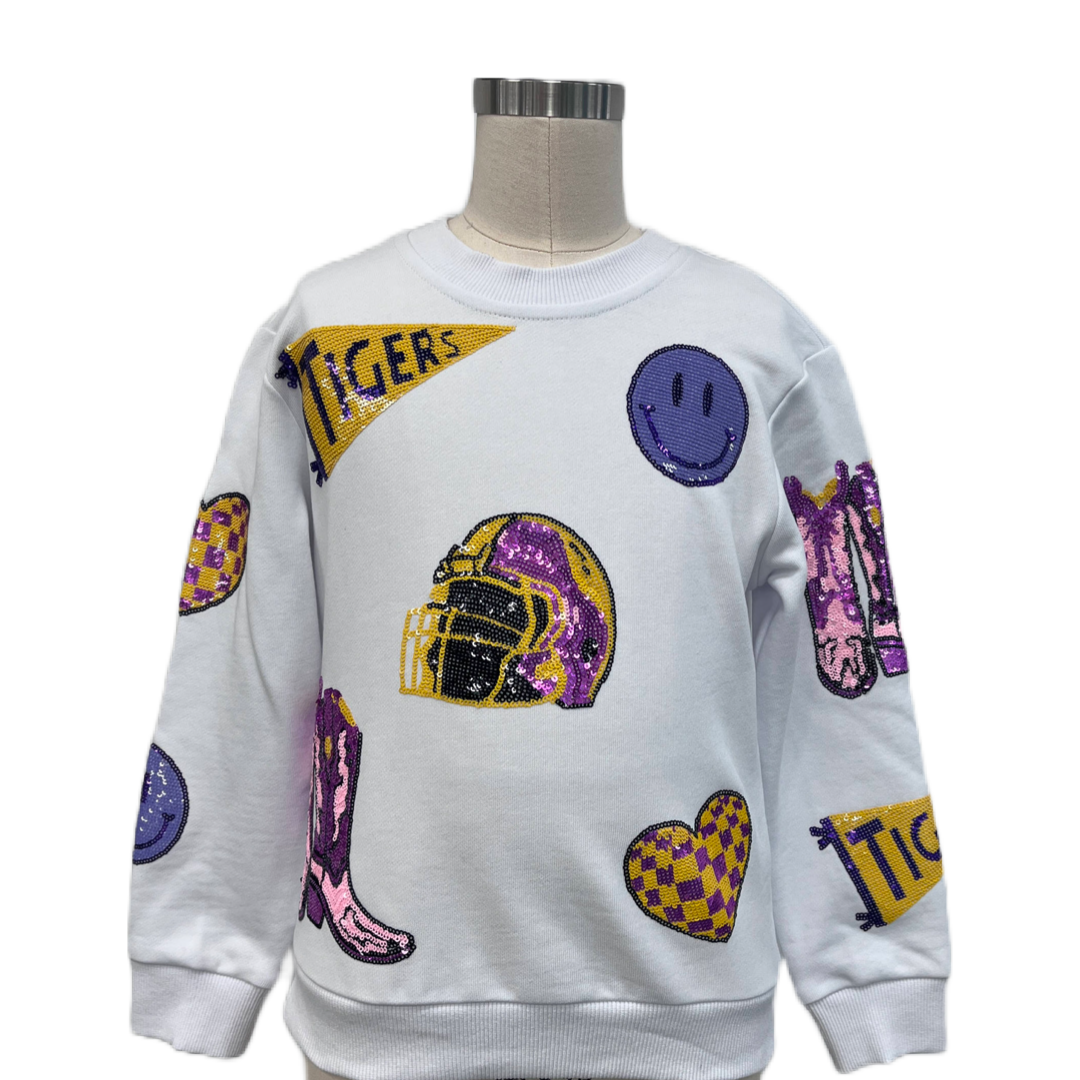 Tigers Purple and Gold Louisiana Game Day Sequin Sweatshirt