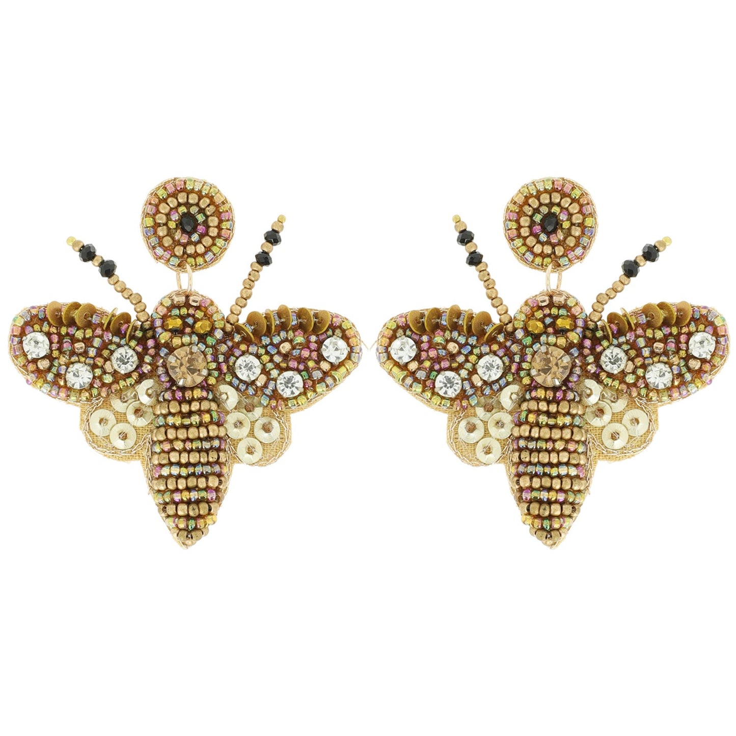 Beaded Bee Drop Earrings