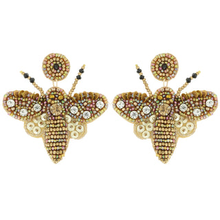 Beaded Bee Drop Earrings 