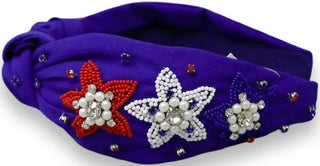 Stars USA Beaded Headband Blue Embellished 