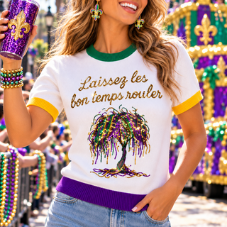 mardi gras sequin sweater top