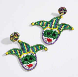 Mardi Gras Mask beaded Earrings 