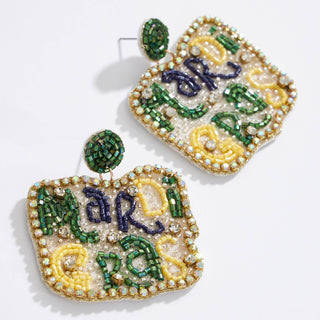 Mardi Gras Words Earring 