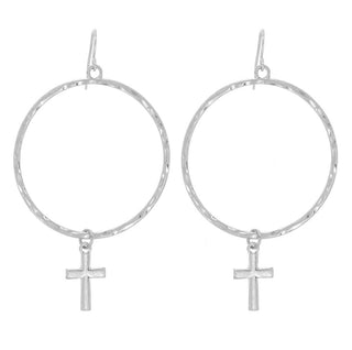 Gold Cross Hoop Earrings 