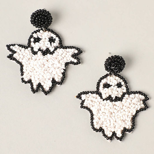 Spooky Ghost Beaded Drop Earrings