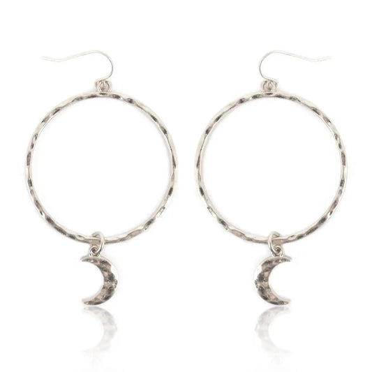 Silver Hammered Moon earrings