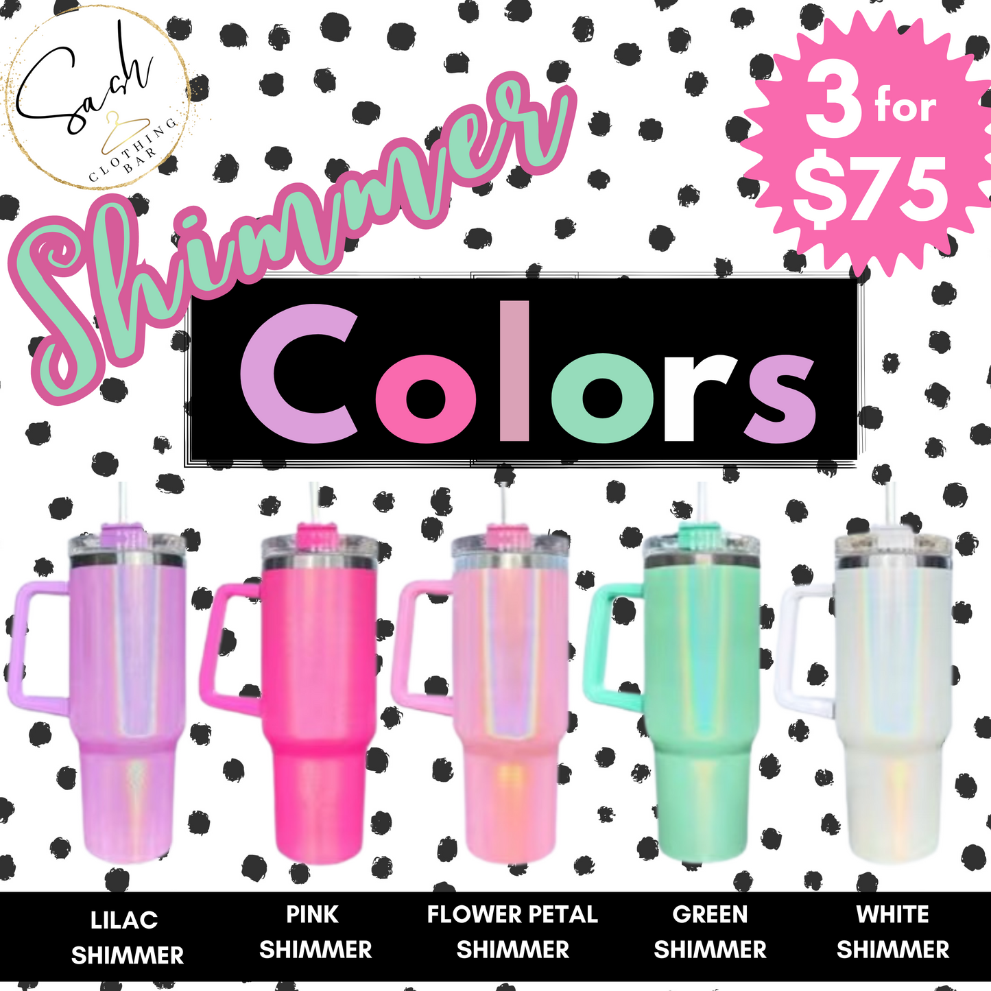 40 oz Shimmer Tumbler with Handle in Light Pink